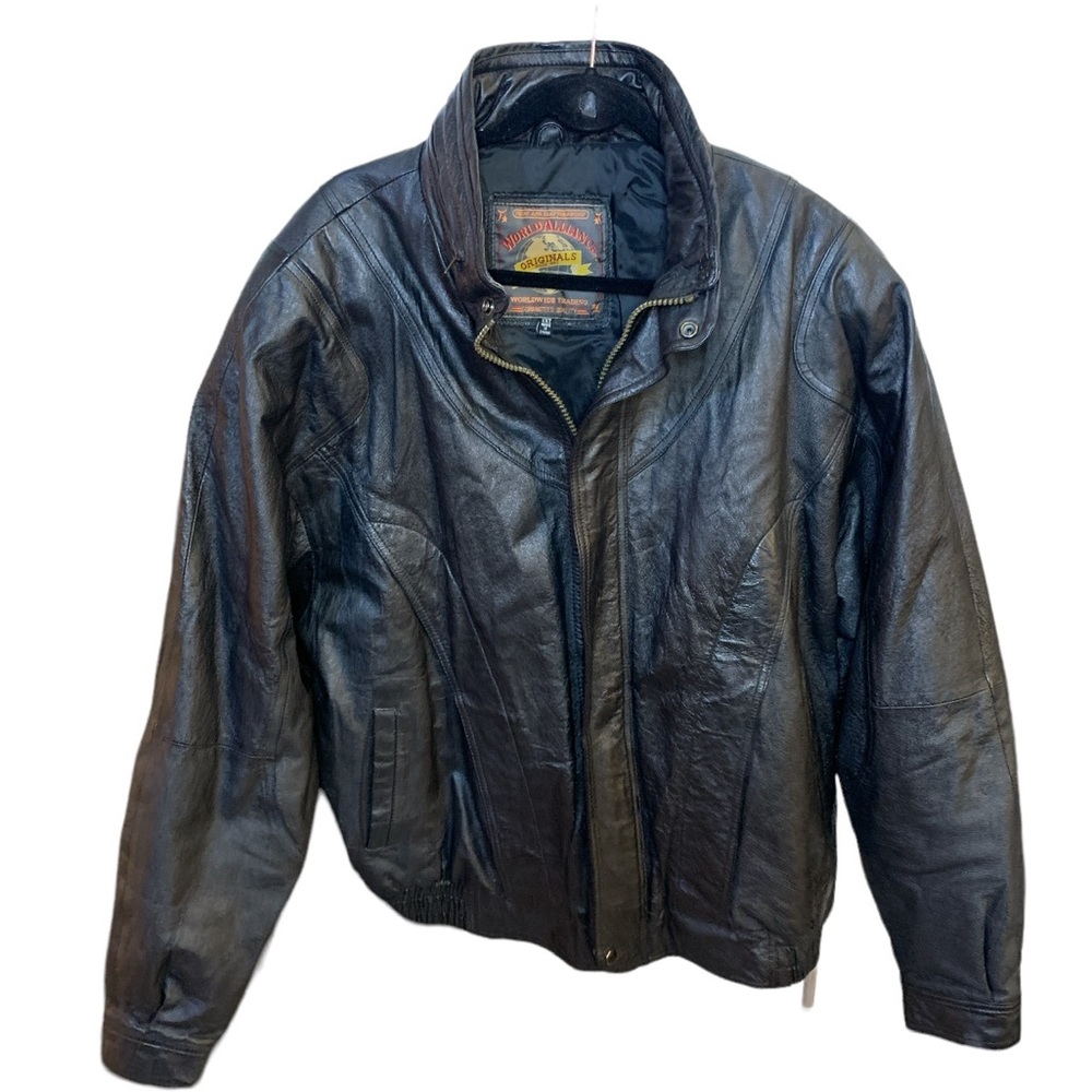 Black Leather Bomber Jacket
